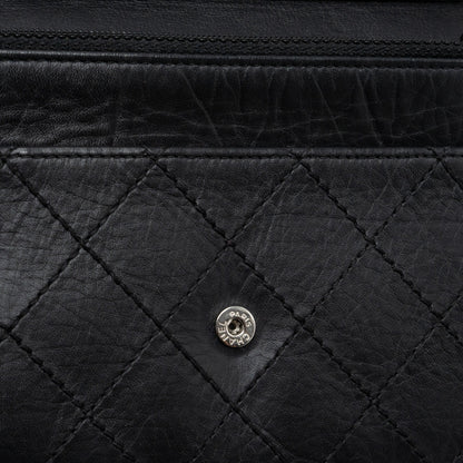 Chanel 2.55 Wallet On Chain Aged Calfskin Black Ruthenium
