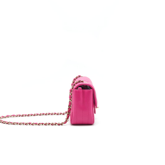 Chanel Chevron Mini Rectangular Flap Bag Pink with L