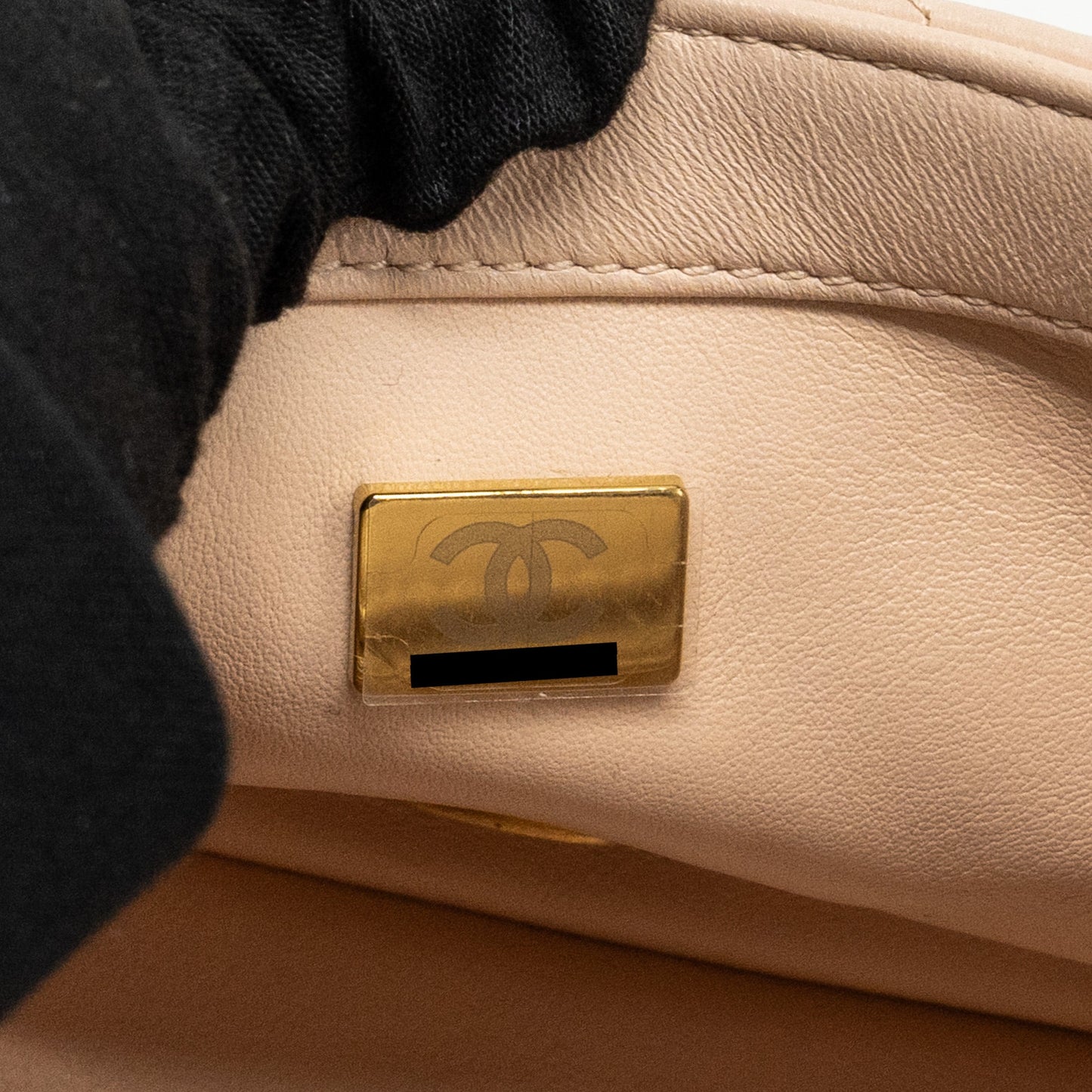 Chanel Pearl Crush Mini Square Flap Bag Lambskin Light Beige  (Microchip)