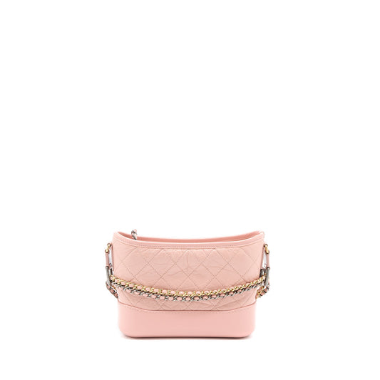 Chanel Small Gabrielle Hobo Bag Calfskin Light Pink Multicolour Hardware