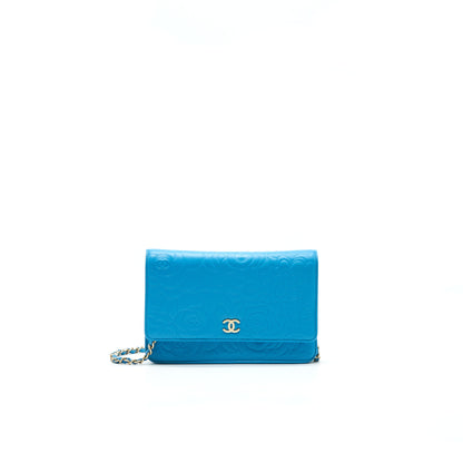 Chanel Camelia Wallet on Chain lambskin Blue