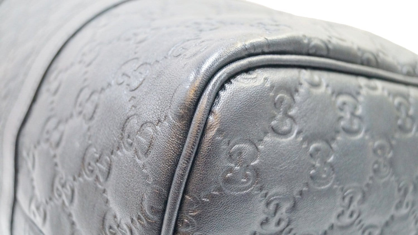 GUCCI 265697 GG Guccissima Leather Black Boston Bag