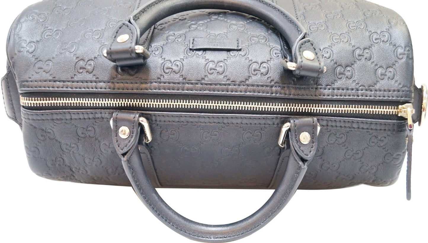 GUCCI 265697 GG Guccissima Leather Black Boston Bag