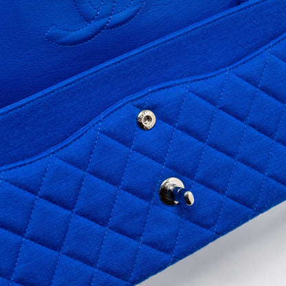 Chanel medium classic double flap bag fabric blue