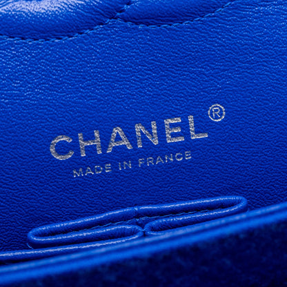 Chanel medium classic double flap bag fabric blue