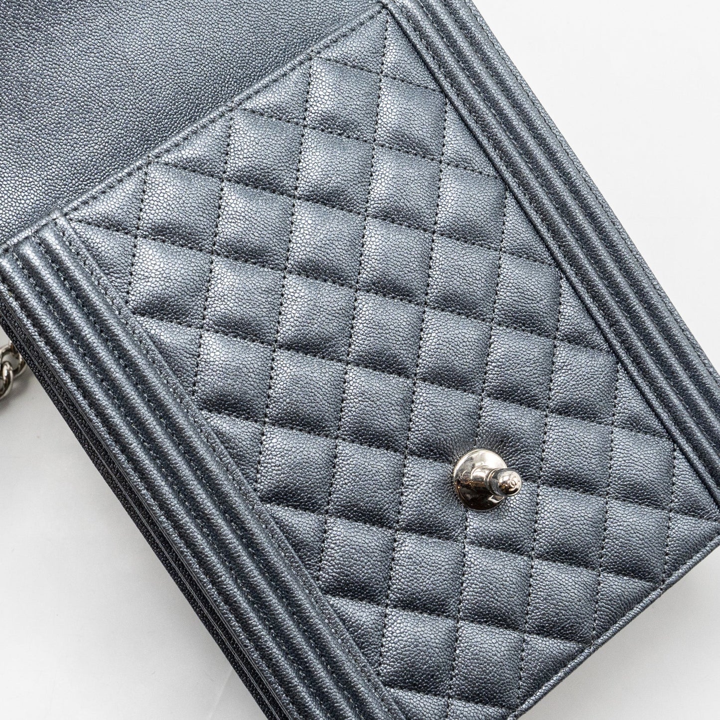 Chanel North South Boy Bag caviar metallic grey