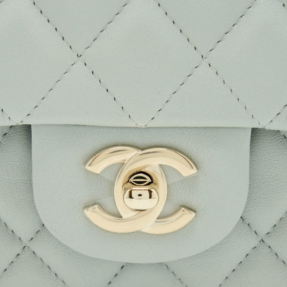 Chanel 23C Mini Rectangular Flap Bag Lambskin Light Grey L (Microchip)