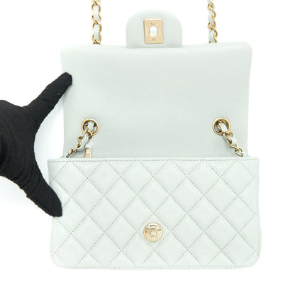 Chanel 23C Mini Rectangular Flap Bag Lambskin Light Grey L (Microchip)