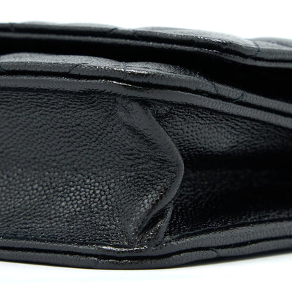 Chanel 22B Detail CC Logo Wallet On Chain Caviar Black L (Microchip)
