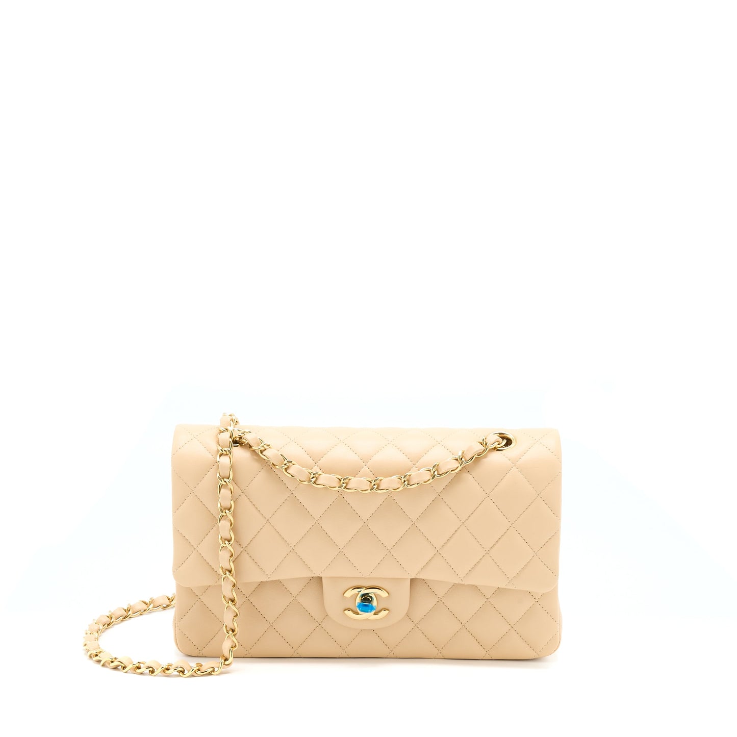 Chanel Medium Classic Flap Bag Lambskin Beige L (Microchip)