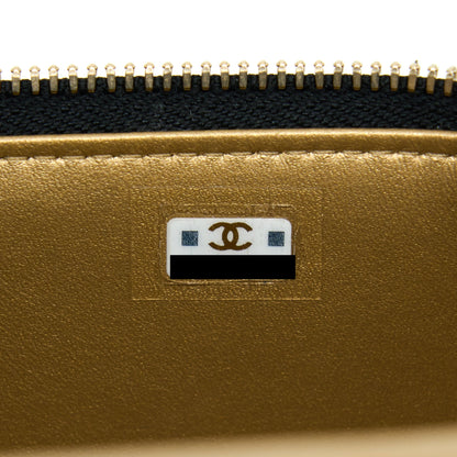 Chanel 22B Pearl Crush Long Vanity With Chain Lambskin Black