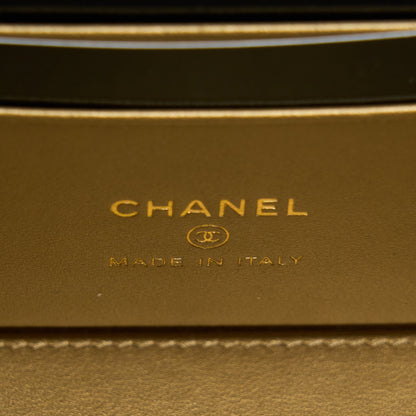 Chanel 22B Pearl Crush Long Vanity With Chain Lambskin Black