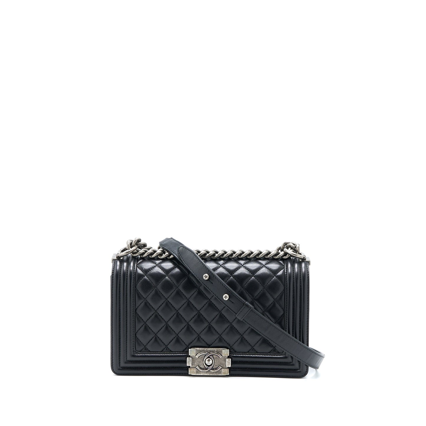 Chanel Medium Boy Bag Lambskin Black Ruthenium