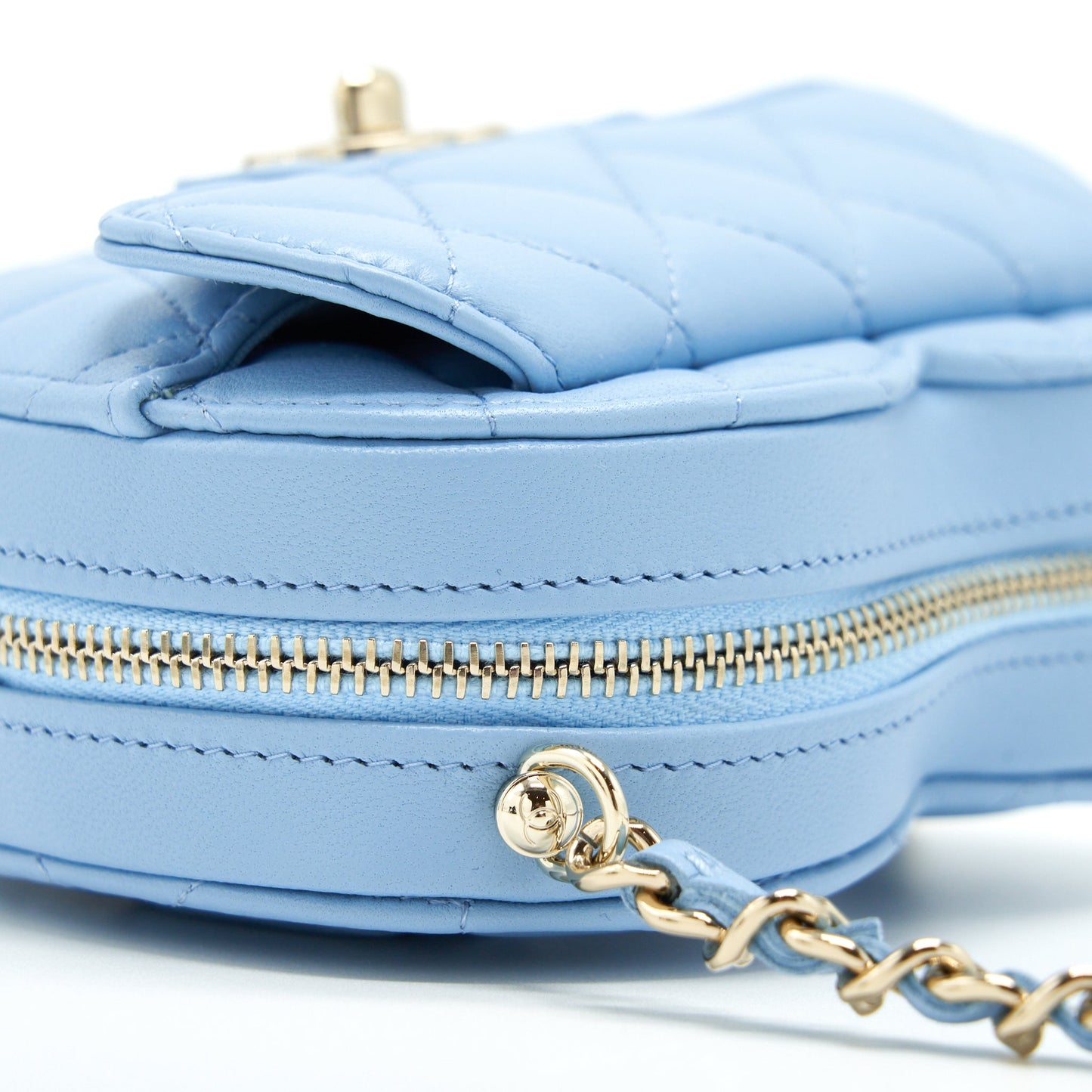 Chanel 22S Small Heart Bag Lambskin Light Blue L