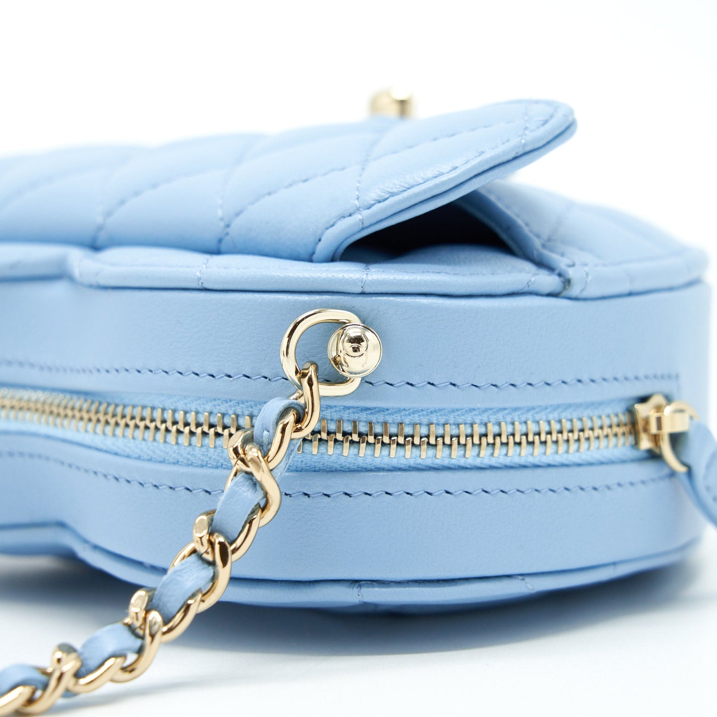 Chanel 22S Small Heart Bag Lambskin Light Blue L
