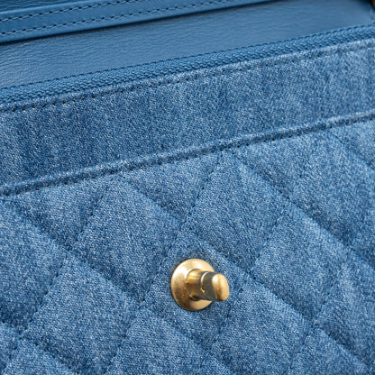 Chanel 22C Pearl Crush wallet on chain Denim blue (microchip)