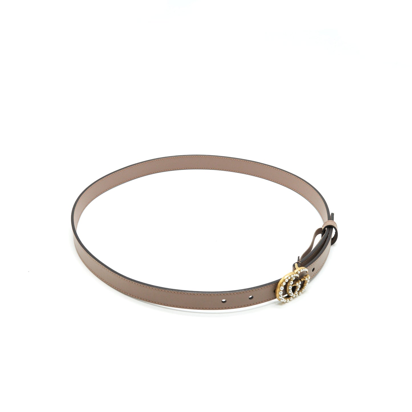 Gucci size85 Leather Belt with Pearl Double G bucket