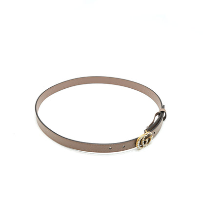 Gucci size85 Leather Belt with Pearl Double G bucket