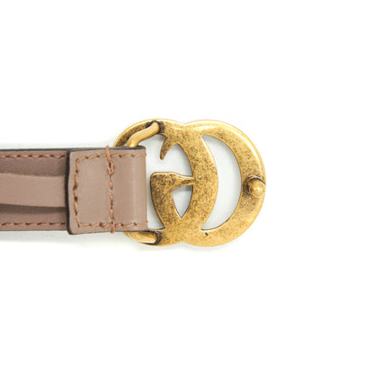 Gucci size85 Leather Belt with Pearl Double G bucket
