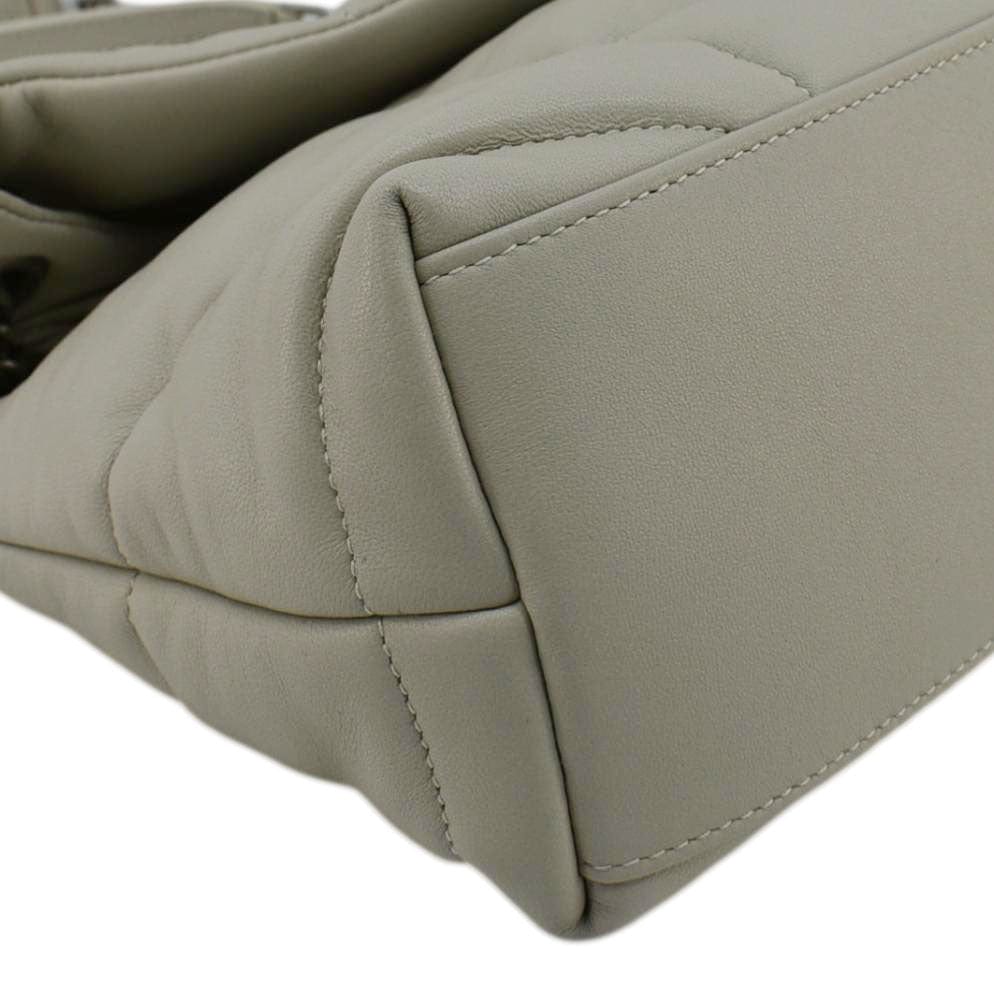 YVES SAINT LAURENT Loulou Puffer Quilted Leather Shoulder Bag Light Grey