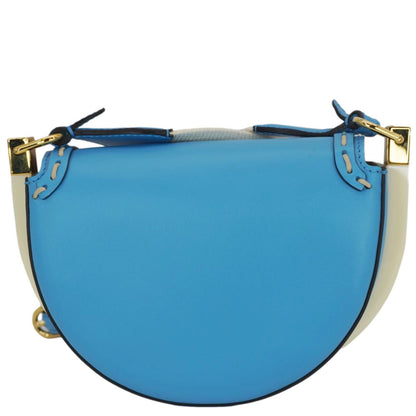 FENDI Moonlight Leather Crossbody Saddle Bag Blue