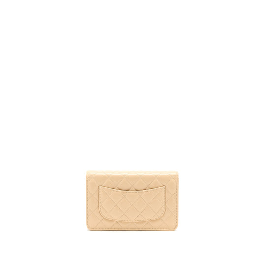 Chanel Classic Wallet On Chain Caviar Beige  (Microchip)