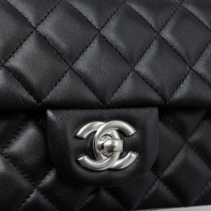 Chanel mini rectangular flap bag lambskin black   (microchip)