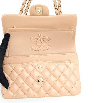 Chanel 22B Small Classic Flap Bag Lambskin Beige L