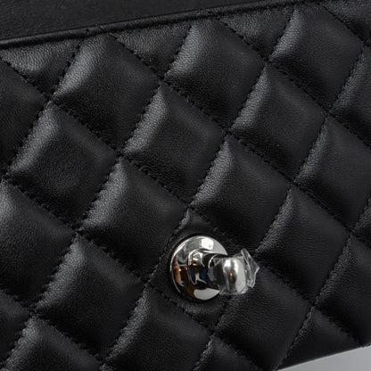 Chanel mini rectangular flap bag lambskin black   (microchip)
