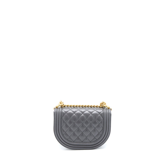Chanel 22A Boy Messenger Bag Caviar Grey  (Microchip)