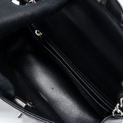 Chanel mini rectangular flap bag lambskin black   (microchip)