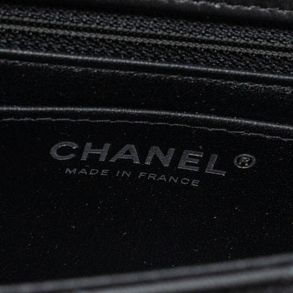 Chanel mini rectangular flap bag lambskin black   (microchip)