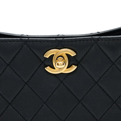 Chanel 23C Pearl Crush Hobo Bag Lambskin Black Brushed  (Microchip)