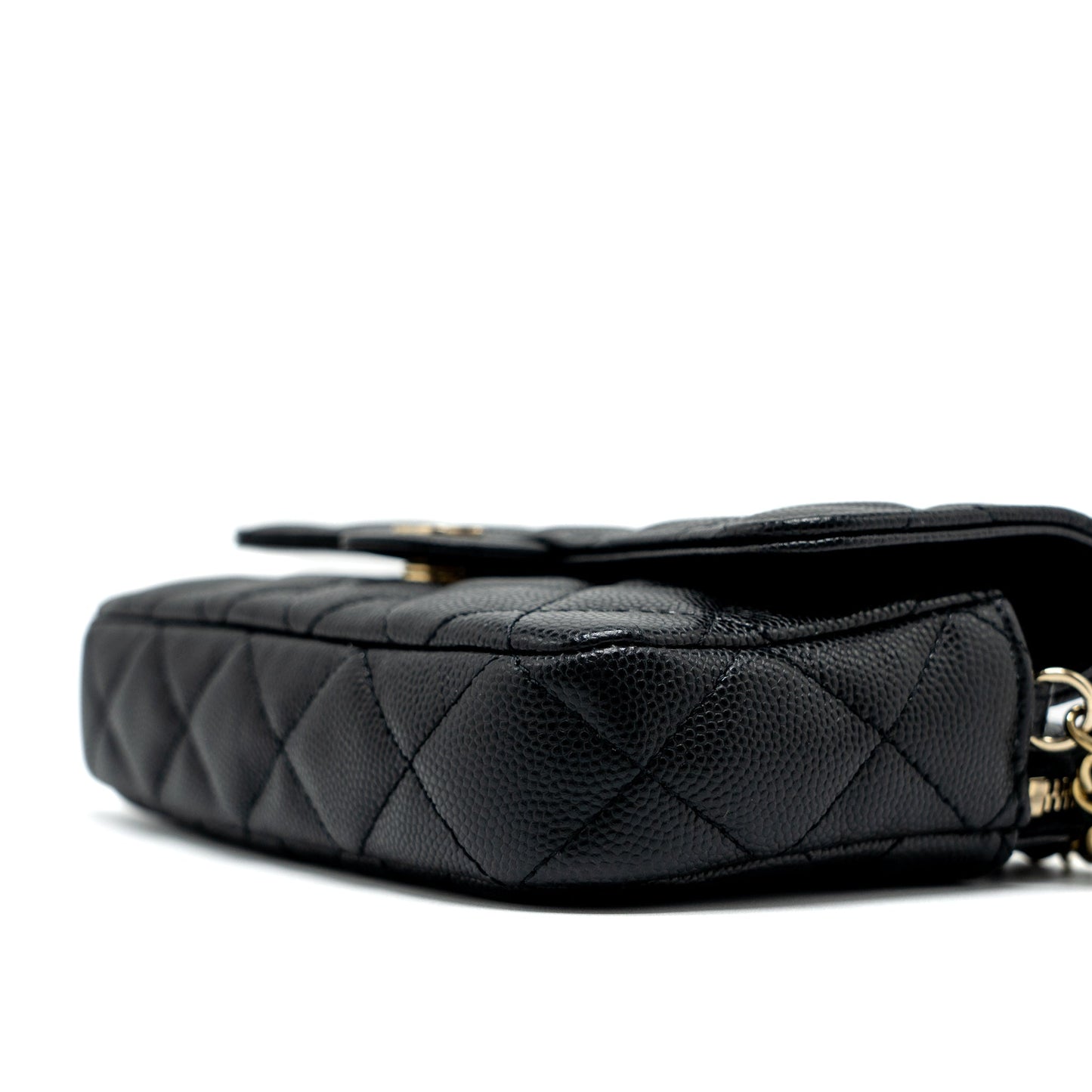 Chanel Double Pocket Wallet on Chain Caviar Black L (Microchip)