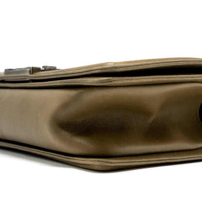 Chanel Medium Boy Bag Lambskin Khaki Ruthenium Hardware