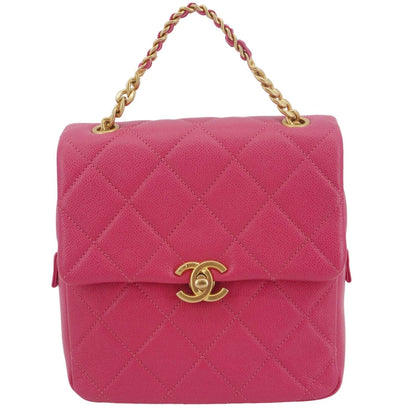 CHANEL Multi Chain Quilted Caviar Leather Backpack Pink