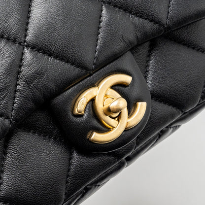 Chanel mini Square Flap Bag with Giant Chain Lambskin  (Microchip)