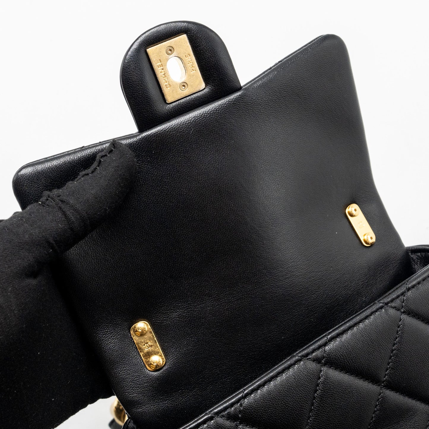 Chanel mini Square Flap Bag with Giant Chain Lambskin  (Microchip)