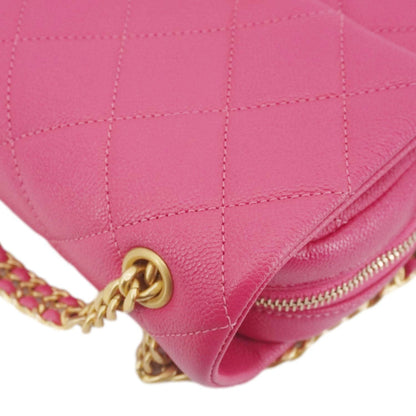 CHANEL Multi Chain Quilted Caviar Leather Backpack Pink