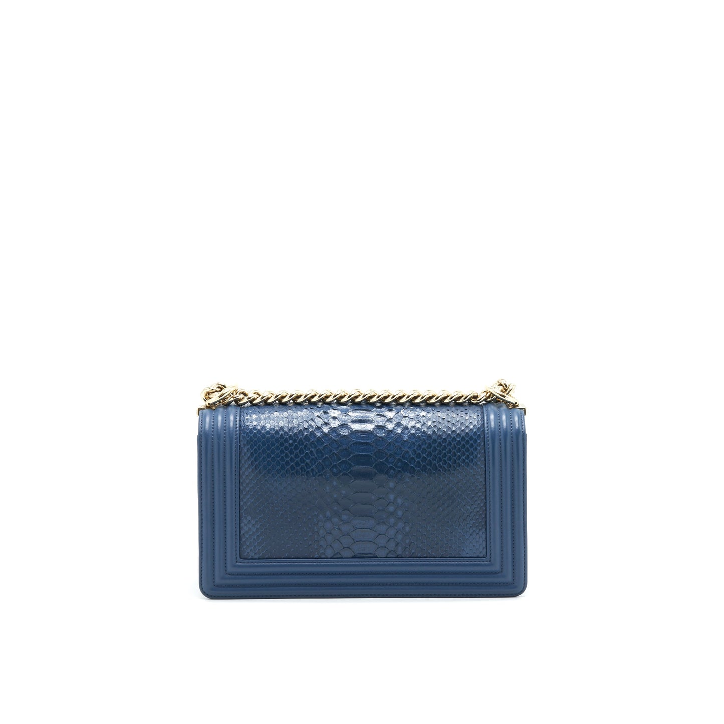 Chanel Medium Boy flap Bag Python Leather Blue L