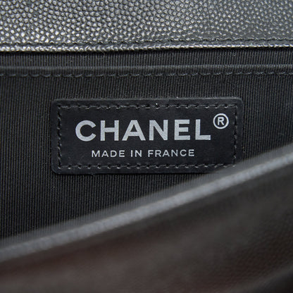 CHANEL MEDIUM BOY CHANEL HANDBAG CAVIAR BLACK