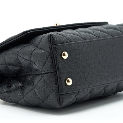 Chanel 22P Small Coco Handle Caviar Black L