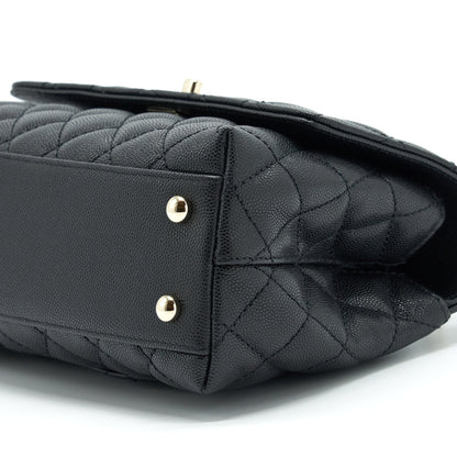 Chanel 22P Small Coco Handle Caviar Black L