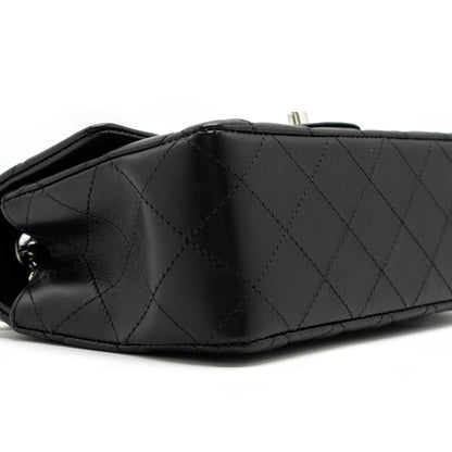 Chanel mini rectangular flap bag lambskin black with  (microchip)