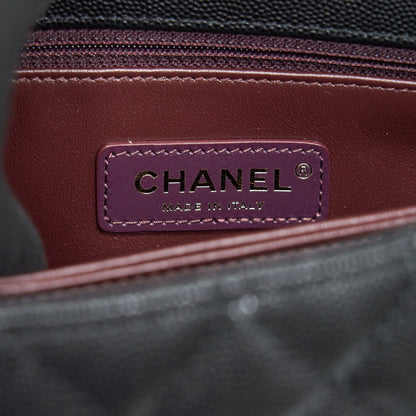 Chanel 22P Small Coco Handle Caviar Black L