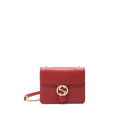 Gucci GG Interlocking Small Chain crossbody Bag Red with L