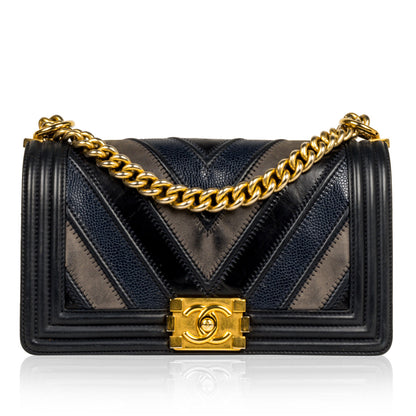 Chanel Mixed Leather Boy Bag