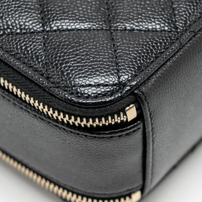 Chanel Logo Detailed Handle Mini Pick Me Up Vanity Case Caviar Black  (Microchip)