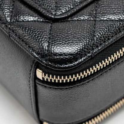 Chanel Logo Detailed Handle Mini Pick Me Up Vanity Case Caviar Black  (Microchip)