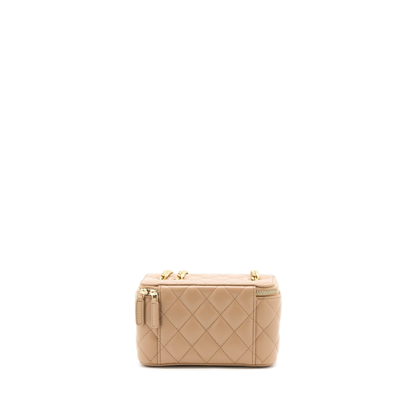 Chanel 22K Gold Pillar Adjustable Chain Long Vanity Lambskin Beige Brushed  (Microchip)